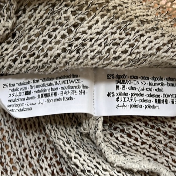 Zara small gray ecru combo knit top with tie. - Picture 8 of 9